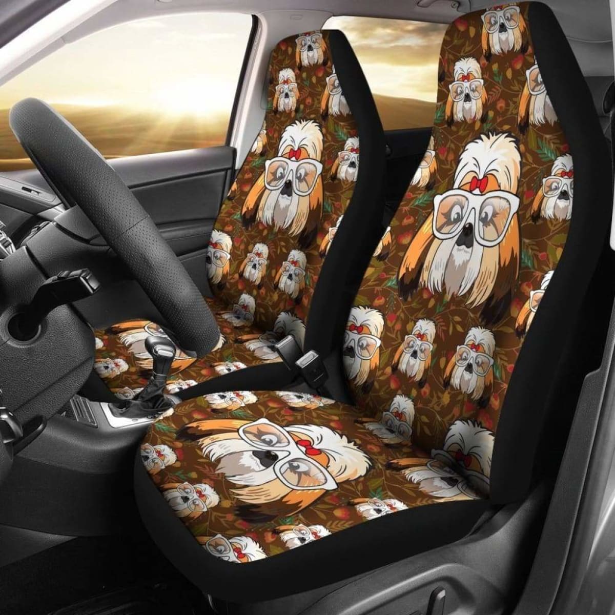 Shih Tzu  Cartoon Dogs Style Car Seat Covers Universal Fit 051012