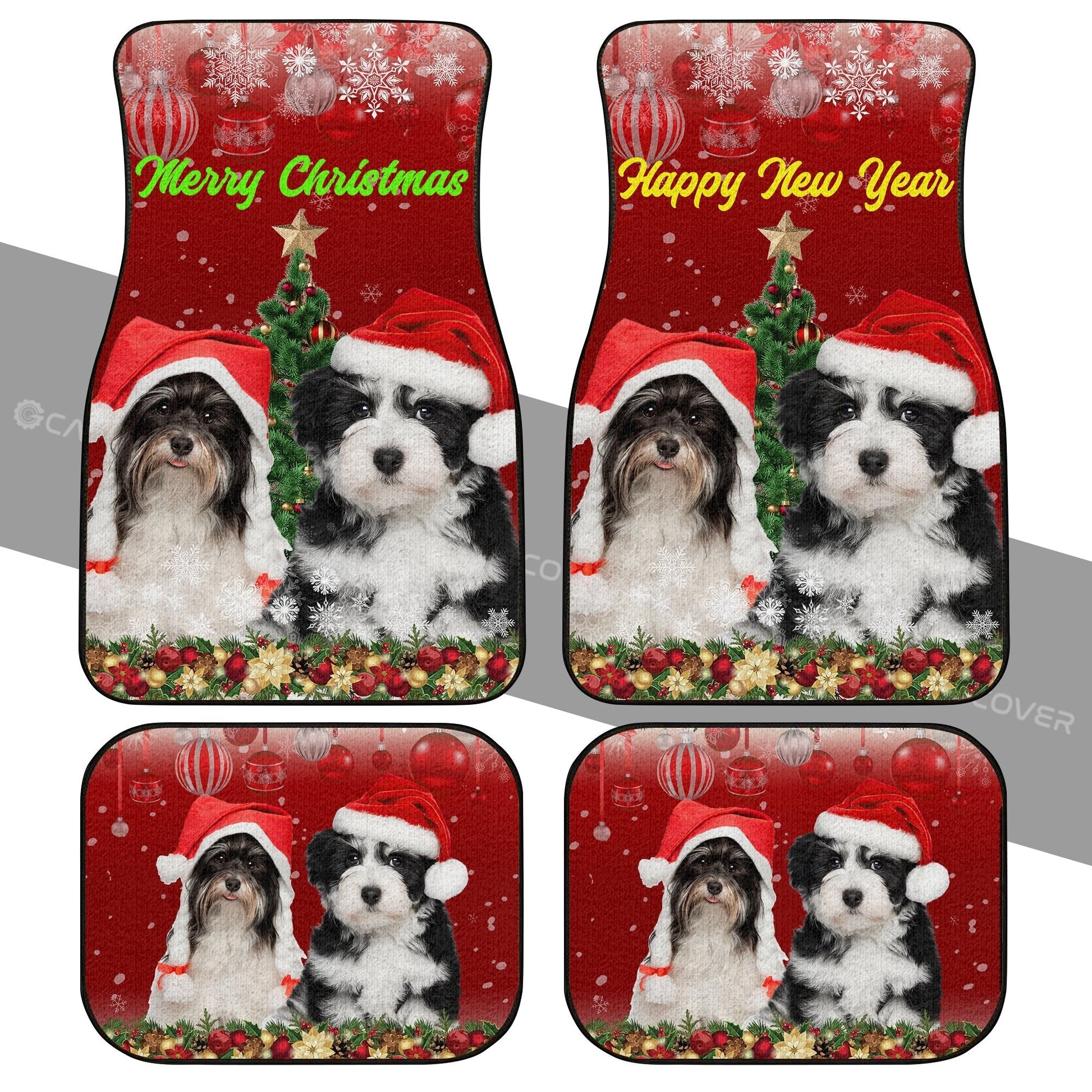 Shih Tzu Christmas Car Floor Mats Custom Car Accessories For Dog Lovers