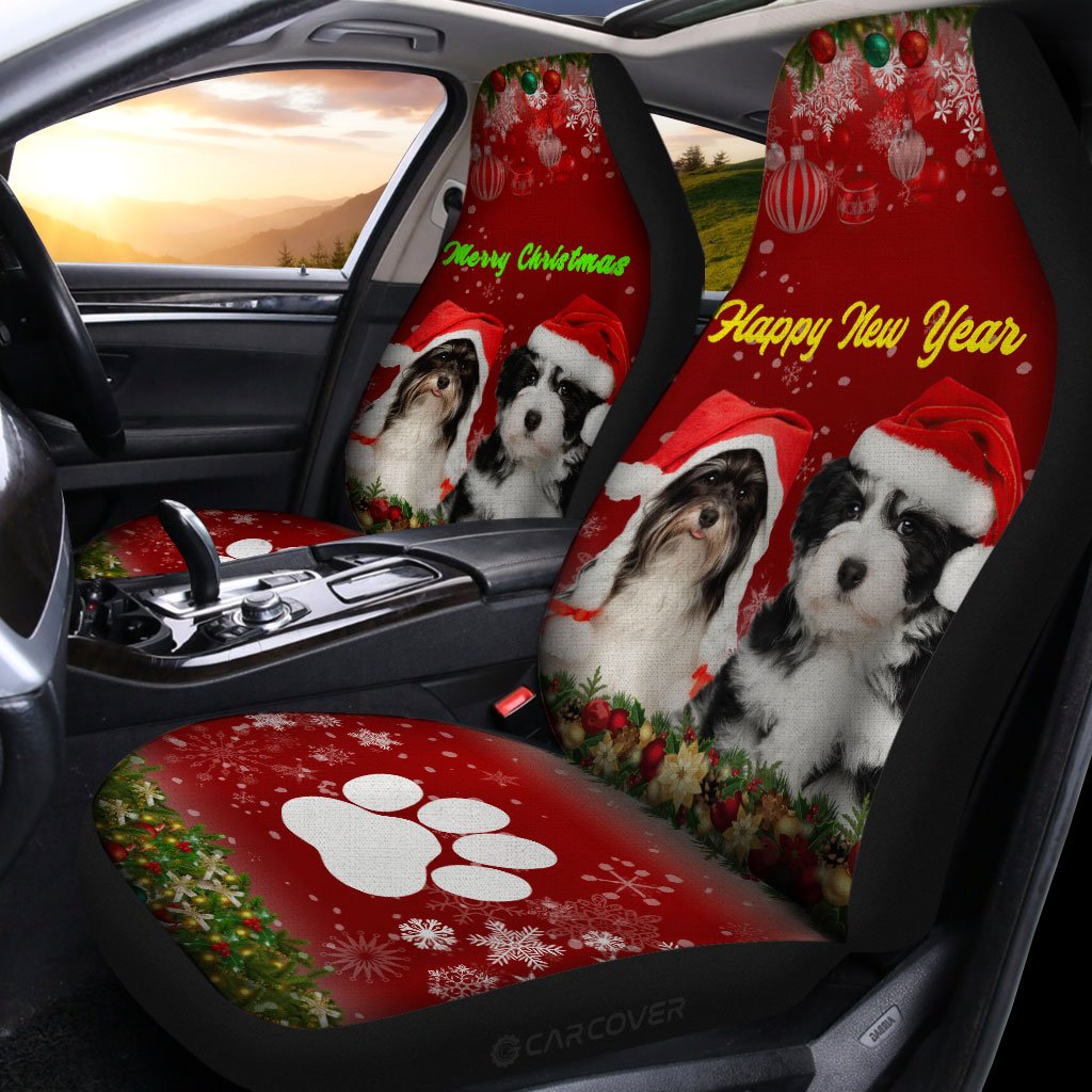 Shih Tzu Christmas Car Seat Covers Custom Car Accessories For Dog Lovers