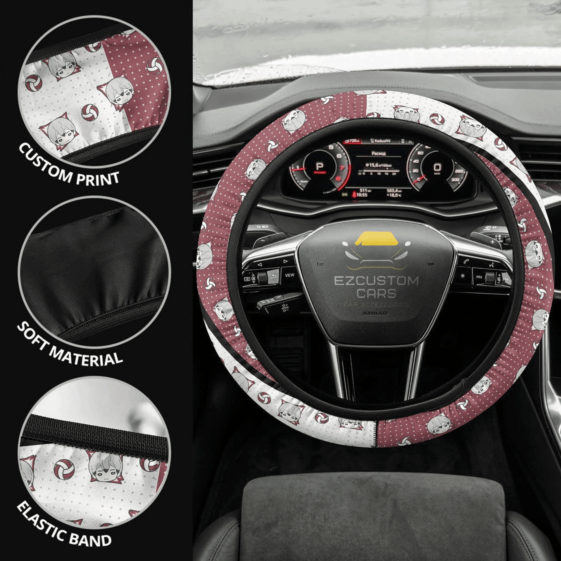 Shinsuke Kita Anime Steering Wheel Cover Custom Haikyuu Anime Car Accessories