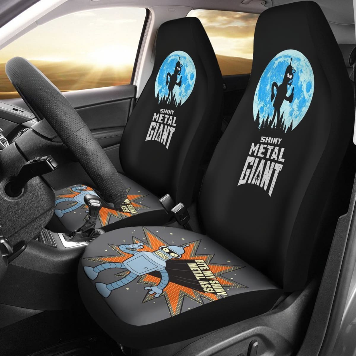 Shiny Metal Giant Bender Futurama Car Seat Covers Universal Fit 225721