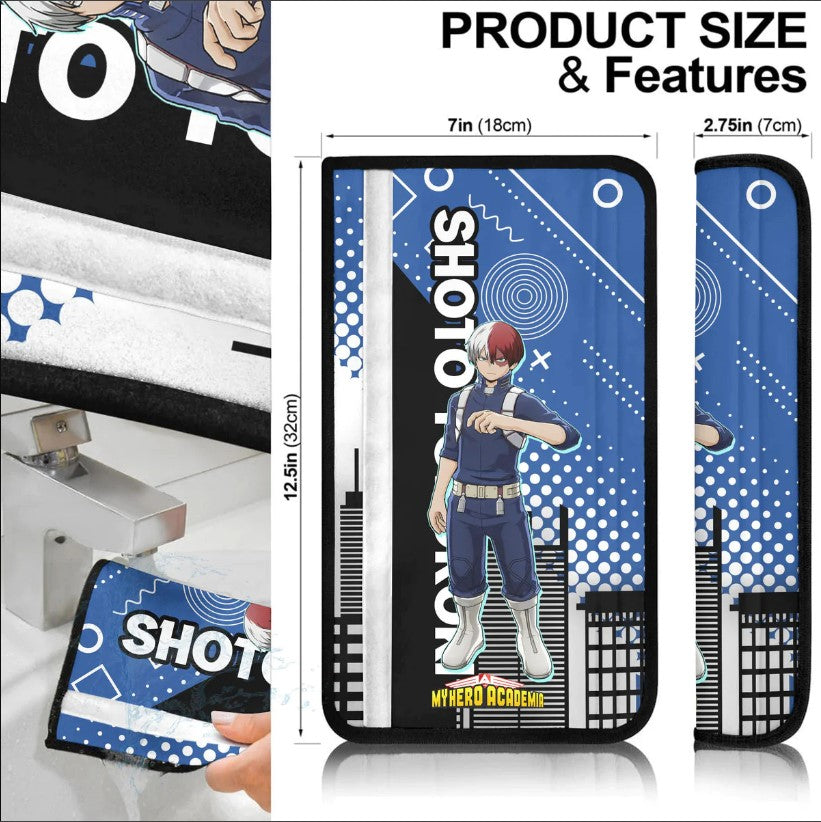 Shoto Todoroki Anime My Hero Academia Car Seat Belt Cover Custom Car Accessories