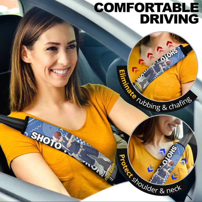 Shoto Todoroki Anime My Hero Academia Car Seat Belt Cover Custom Car Accessories