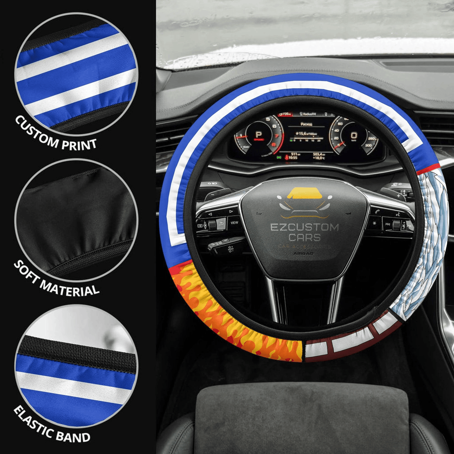 Shoto Todoroki Anime Steering Wheel Cover Custom Anime My Hero Academia Car Accessories