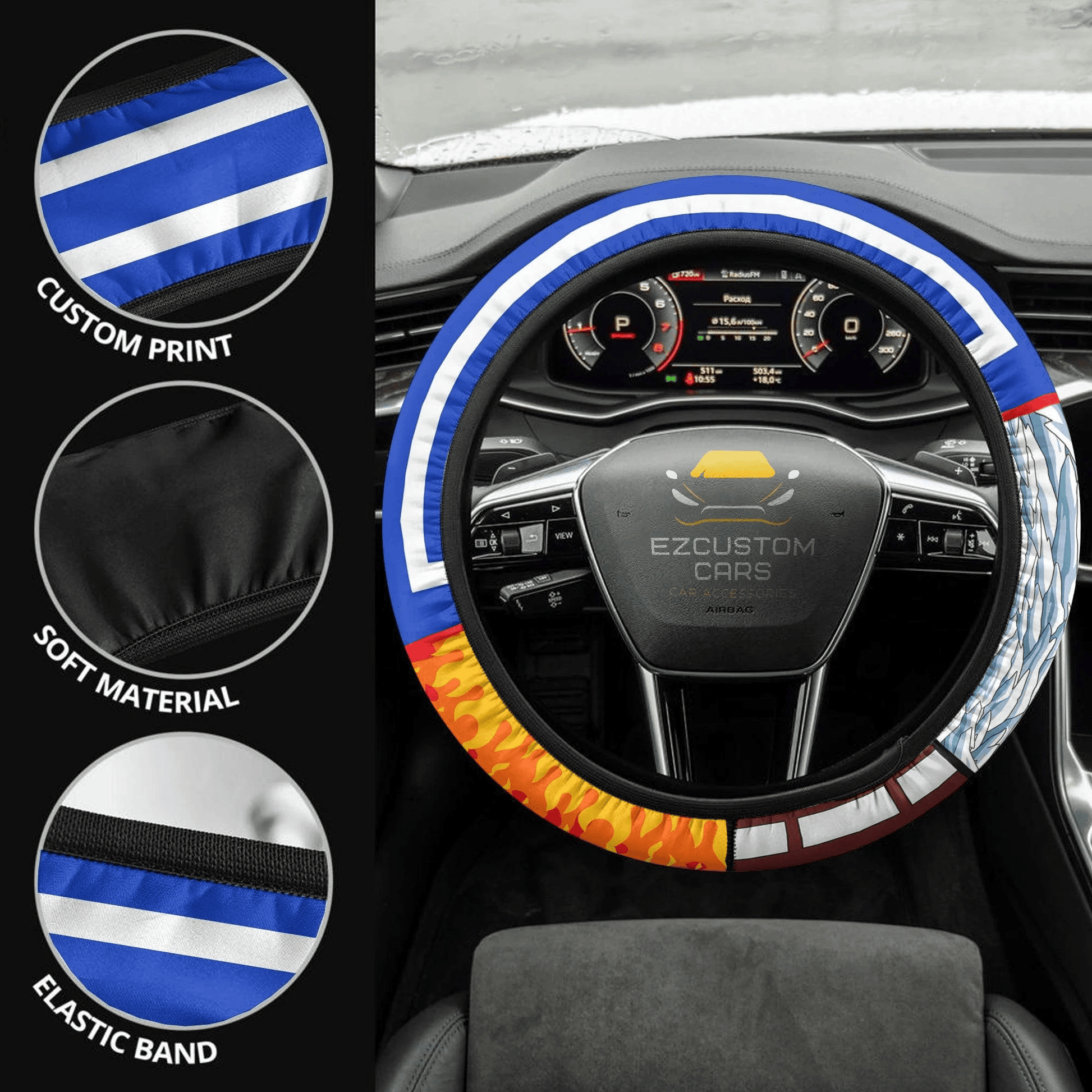 Shoto Todoroki Anime Steering Wheel Cover Custom Anime My Hero Academia Car Accessories