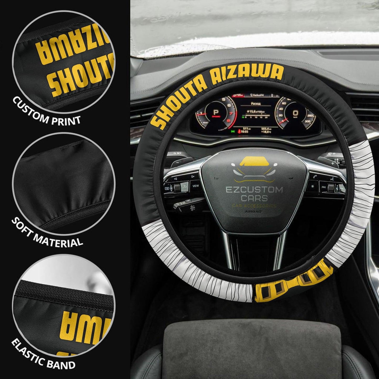 Shouta Aizawa Anime Steering Wheel Cover Custom Eraserhead My Hero Academia Anime Car Accessories