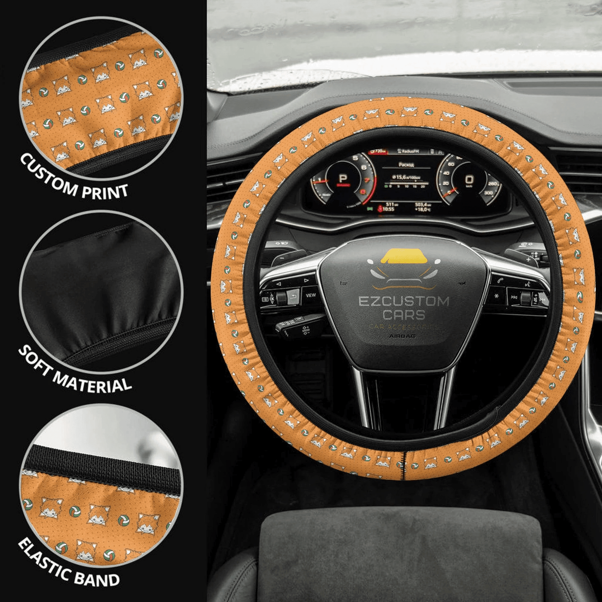 Shoyo Hinata Anime Steering Wheel Cover Custom Haikyuu Anime Car Accessories