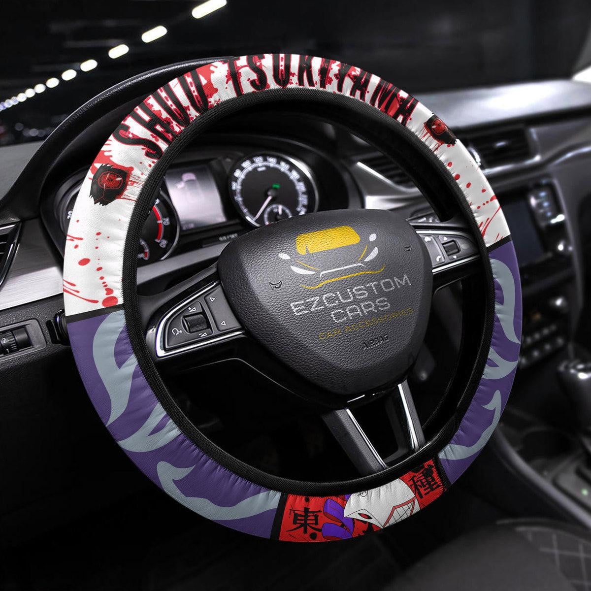 Shuu Tsukiyama Anime Steering Wheel Cover Custom Tokyo Ghoul Anime Car Accessories