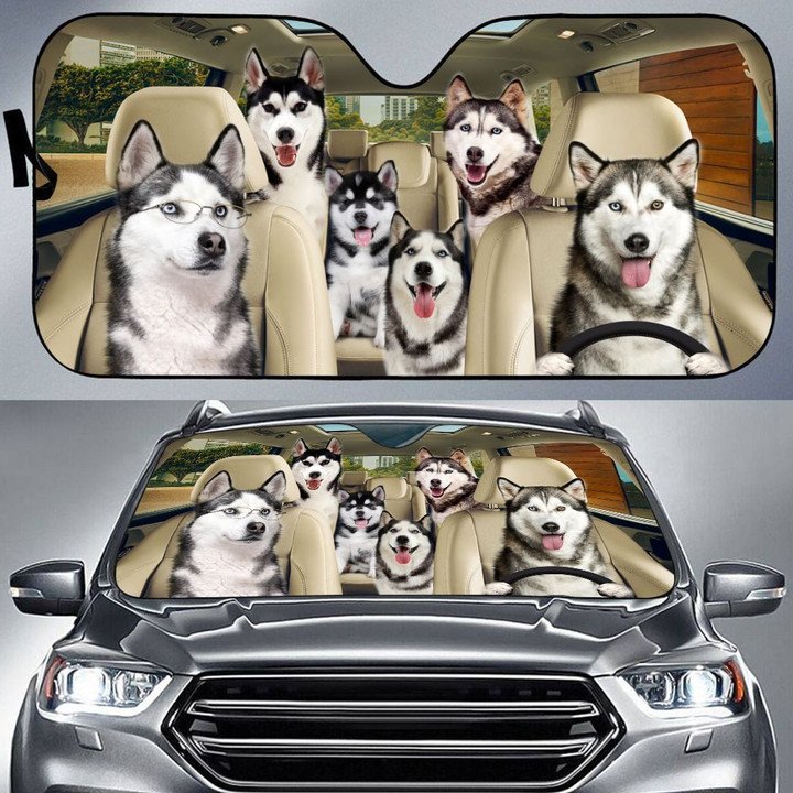 Siberian Husky Car All Over Printed 3D Sun Shade