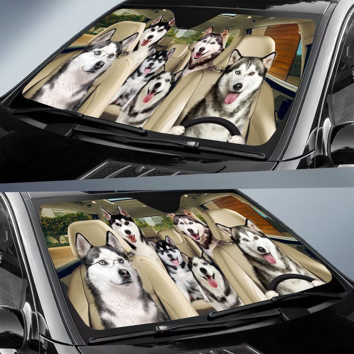 Siberian Husky Car All Over Printed 3D Sun Shade