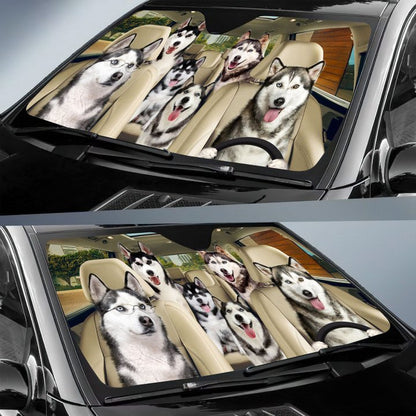 Siberian Husky Car All Over Printed 3D Sun Shade