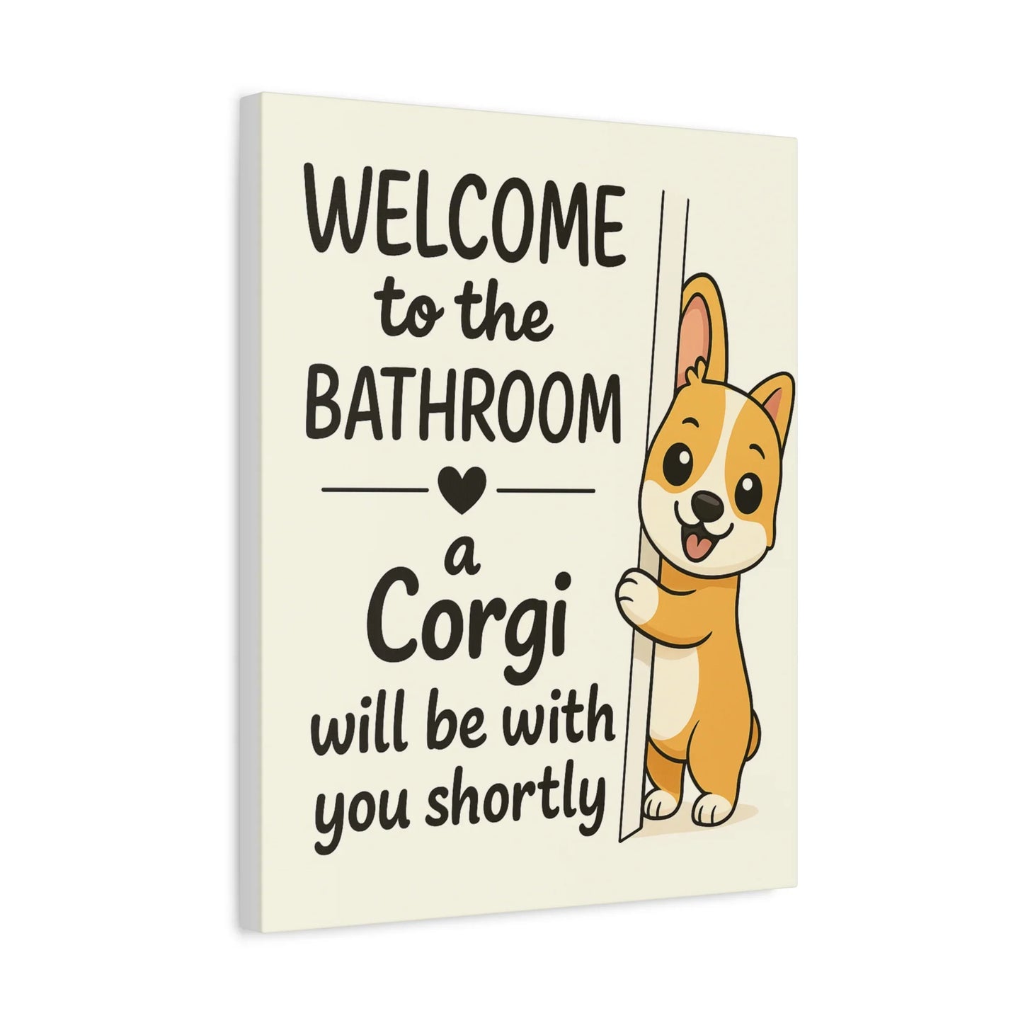 Cute Cartoon Corgi Bathroom Wall Art – Funny Corgi Lover Canvas