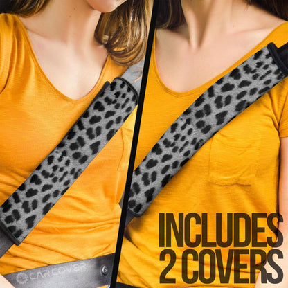 Silver Cheetah Skin Seat Belt Covers Custom Animal Skin Printed Car Interior Accessories