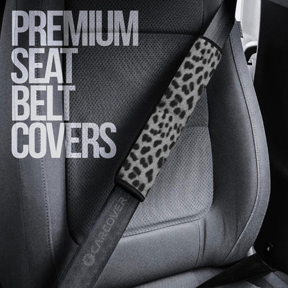 Silver Cheetah Skin Seat Belt Covers Custom Animal Skin Printed Car Interior Accessories