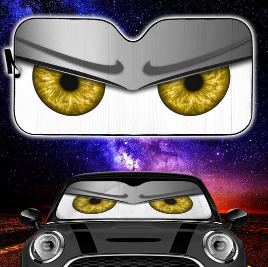 Silver Funny Angry Cartoon Eyes Car Auto Sun Shades Windshield Accessories Decor Gift