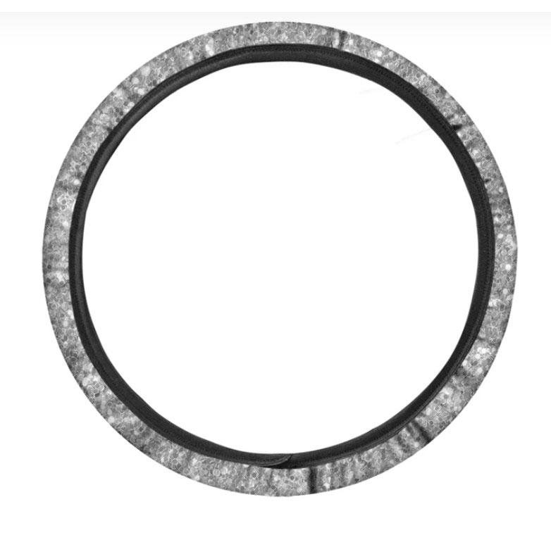 Silver Glitter Texture Print Car Steering Wheel Cover