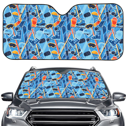 Skiing Equipment Pattern Print Car Windshield Sun Shade