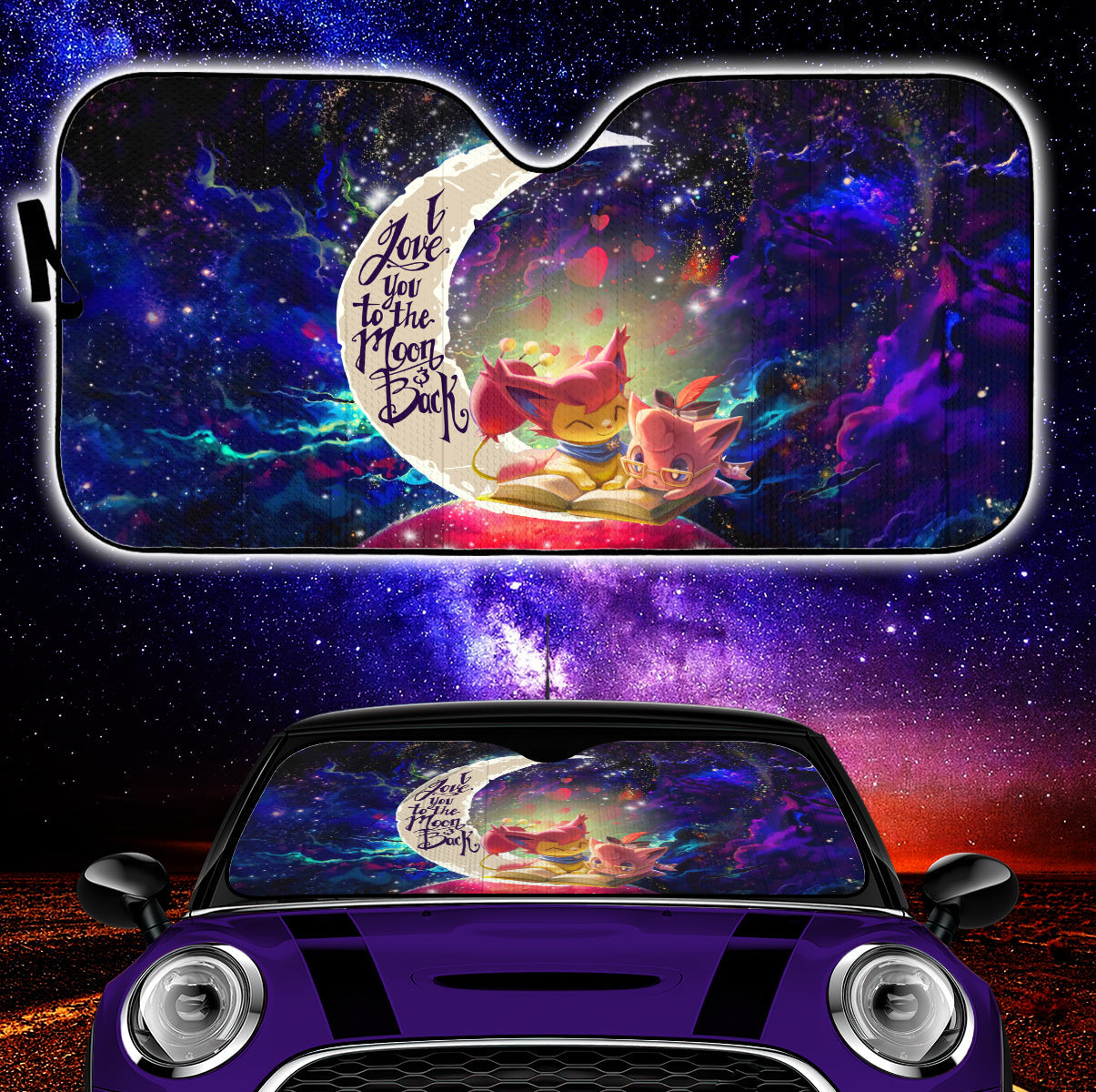 Skitty And Jigglypuff Pokemon Love You To The Moon Galaxy Car Auto Sunshades