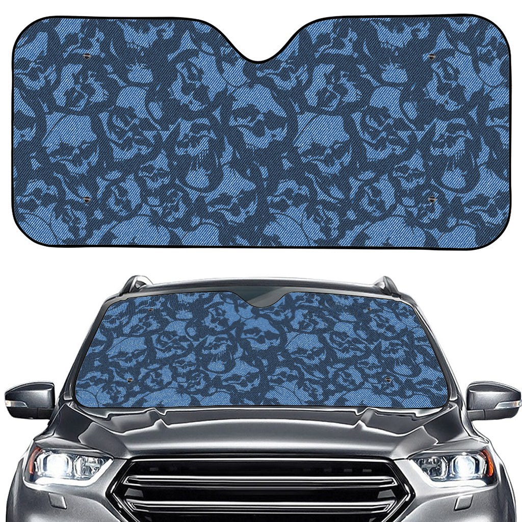 Skull Denim Jeans Pattern Print Car Windshield Sun Shade