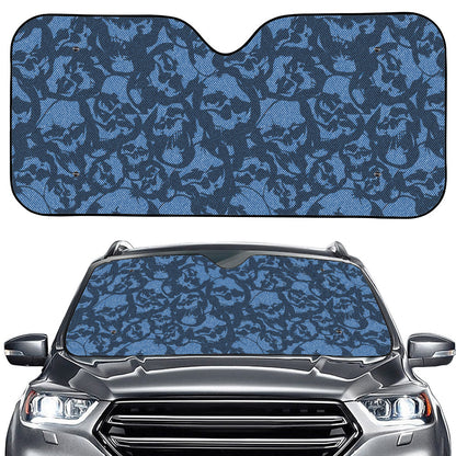 Skull Denim Jeans Pattern Print Car Windshield Sun Shade
