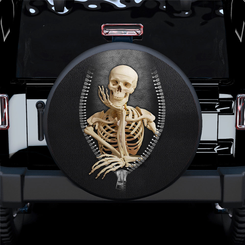 Skull Funny Zipper Car Spare Tire Cover