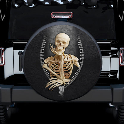 Skull Funny Zipper Car Spare Tire Cover