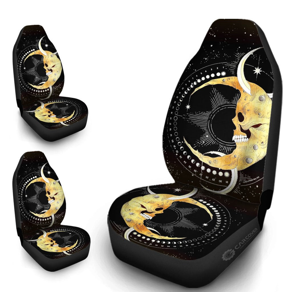 Skull Moon Car Seat Covers Custom Galaxy Car Interior Accessories