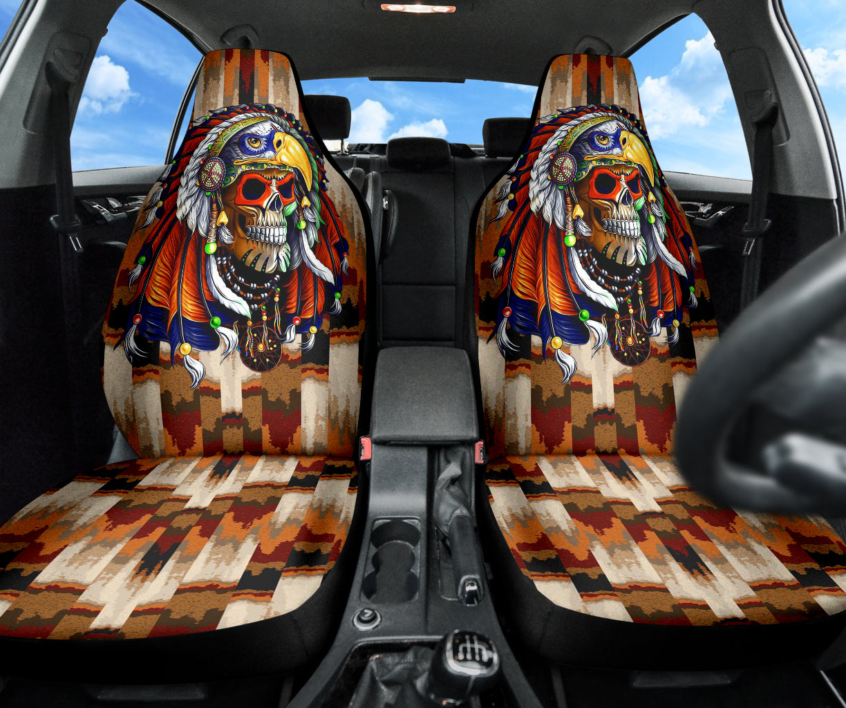 Skull Native American Car Seat Covers Car Accessories Ci220419-05