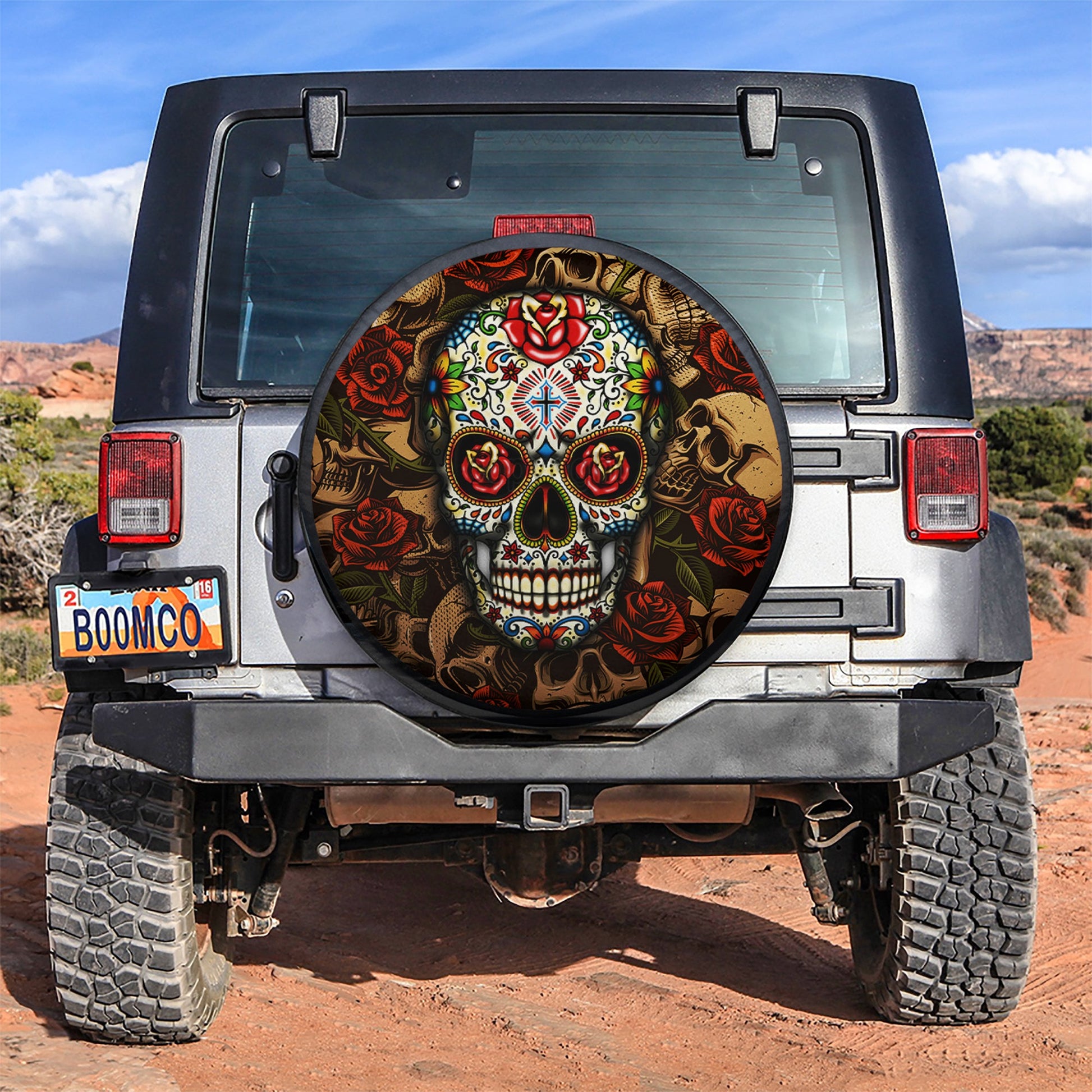 Skull Vintage Car Spare Tire Cover