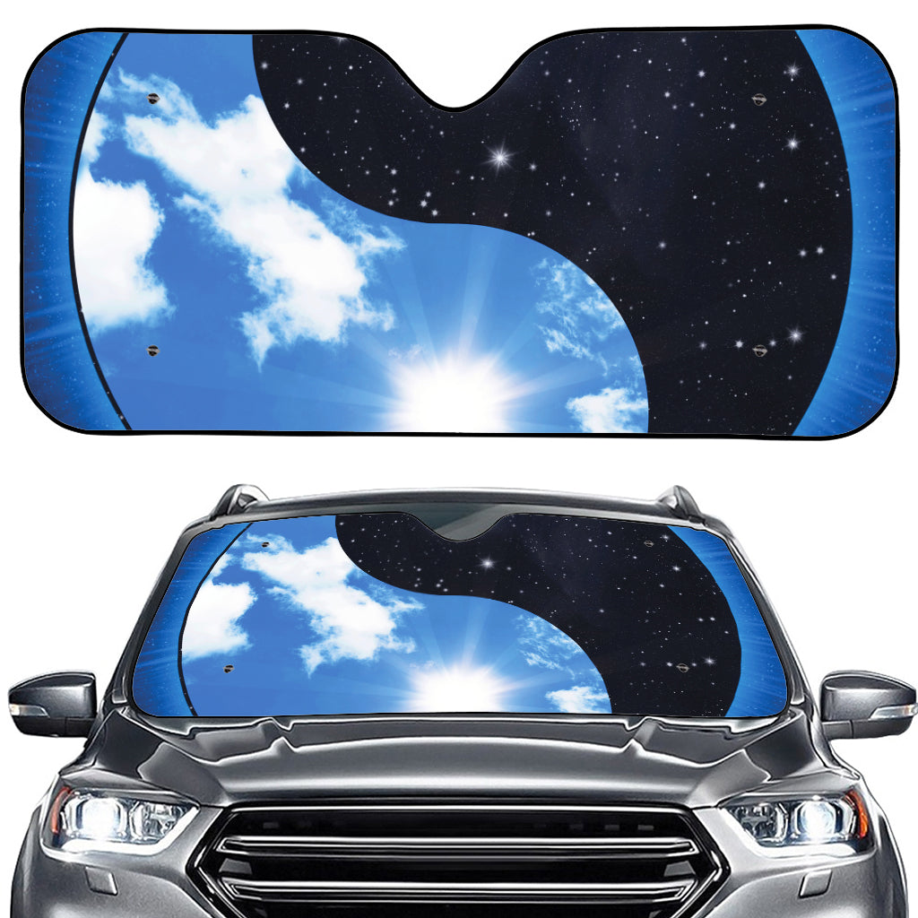 Sky And Space Yin Yang Print Car Windshield Sun Shade
