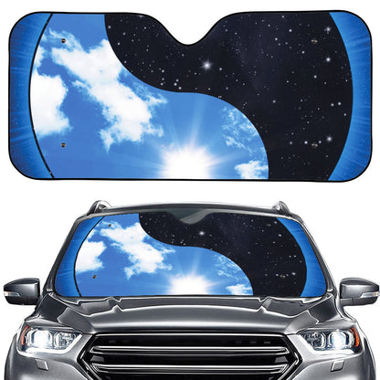 Sky And Space Yin Yang Print Car Windshield Sun Shade