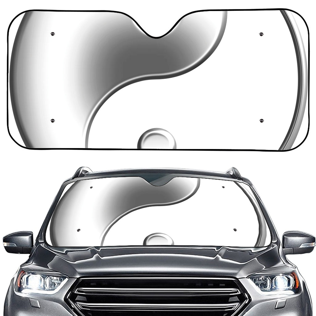 Sliver And White Yin Yang Print Car Windshield Sun Shade