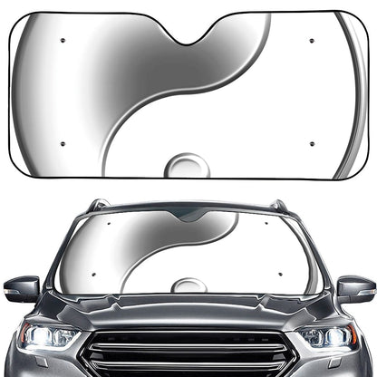 Sliver And White Yin Yang Print Car Windshield Sun Shade