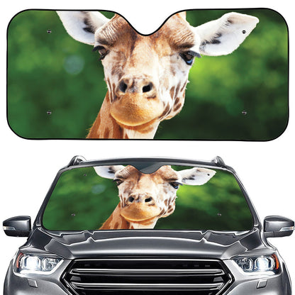 Smiley Face Giraffe Print Car Windshield Sun Shade