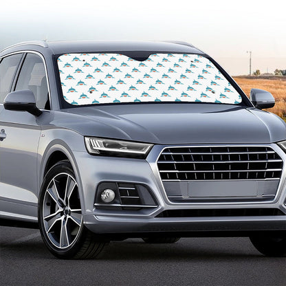 Smiley Shark Pattern Print Car Windshield Sun Shade