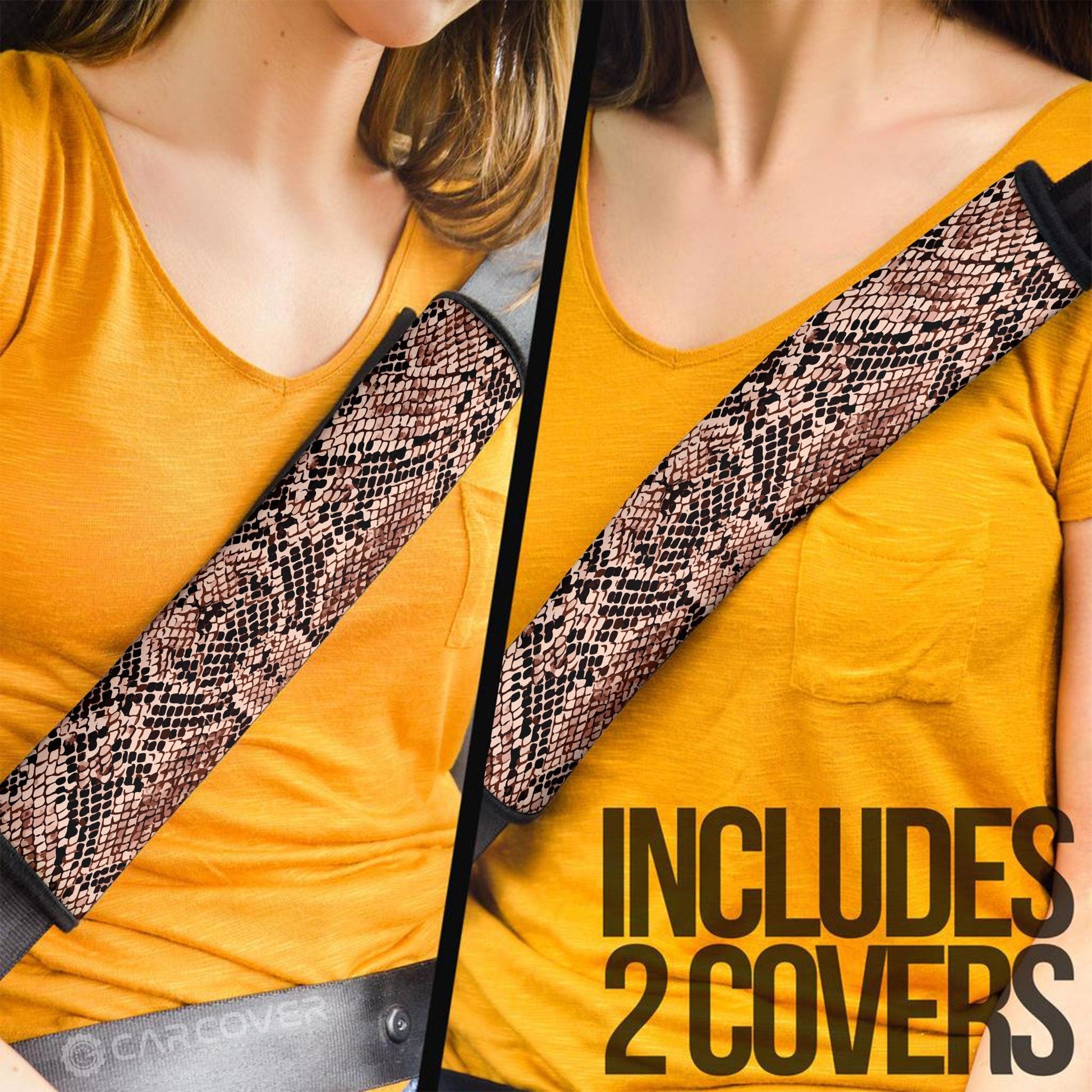 Snake Seat Belt Covers Custom Animal Skin Printed Car Interior Accessories