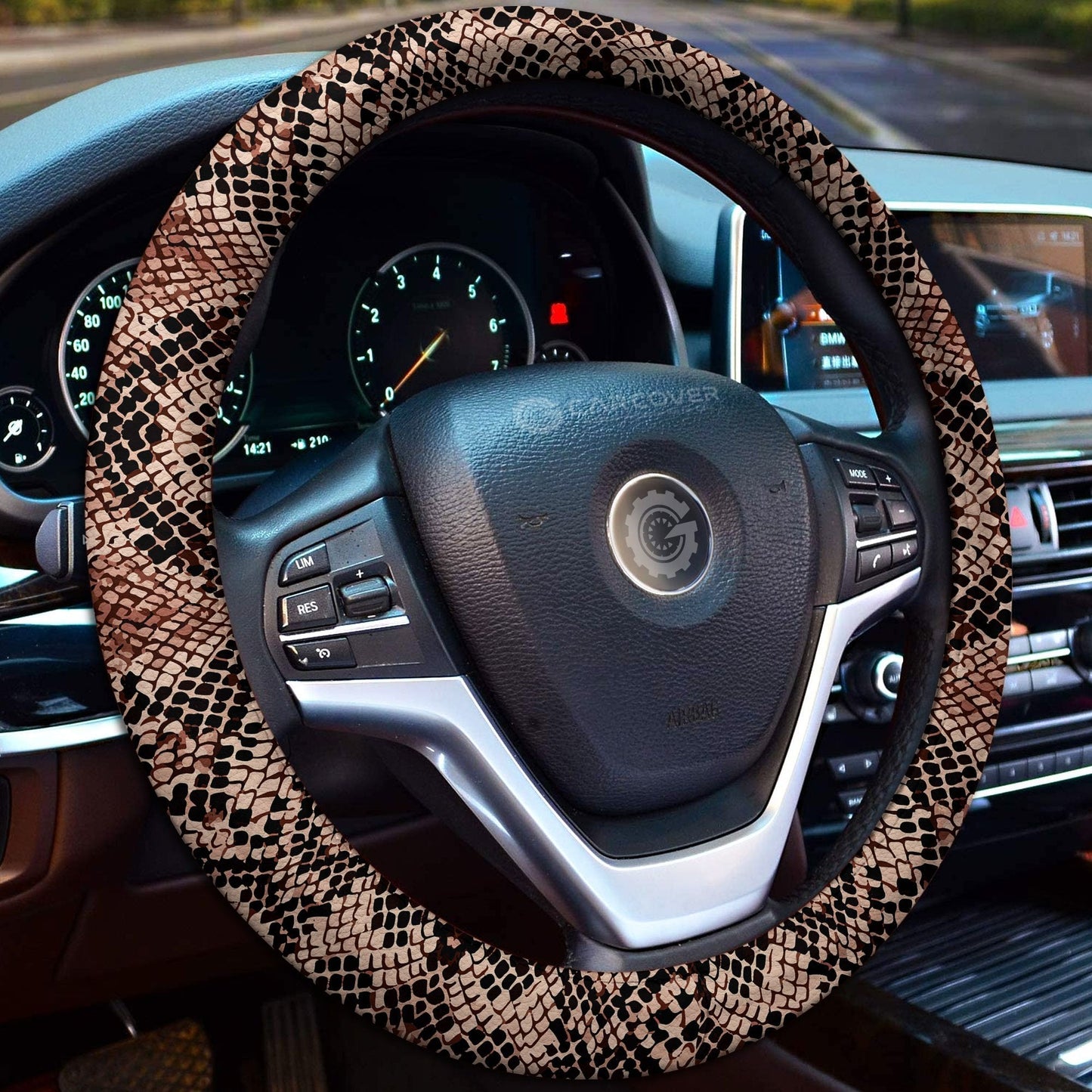 Snake Steering Wheel Cover Custom Animal Skin Printed Car Interior Accessories