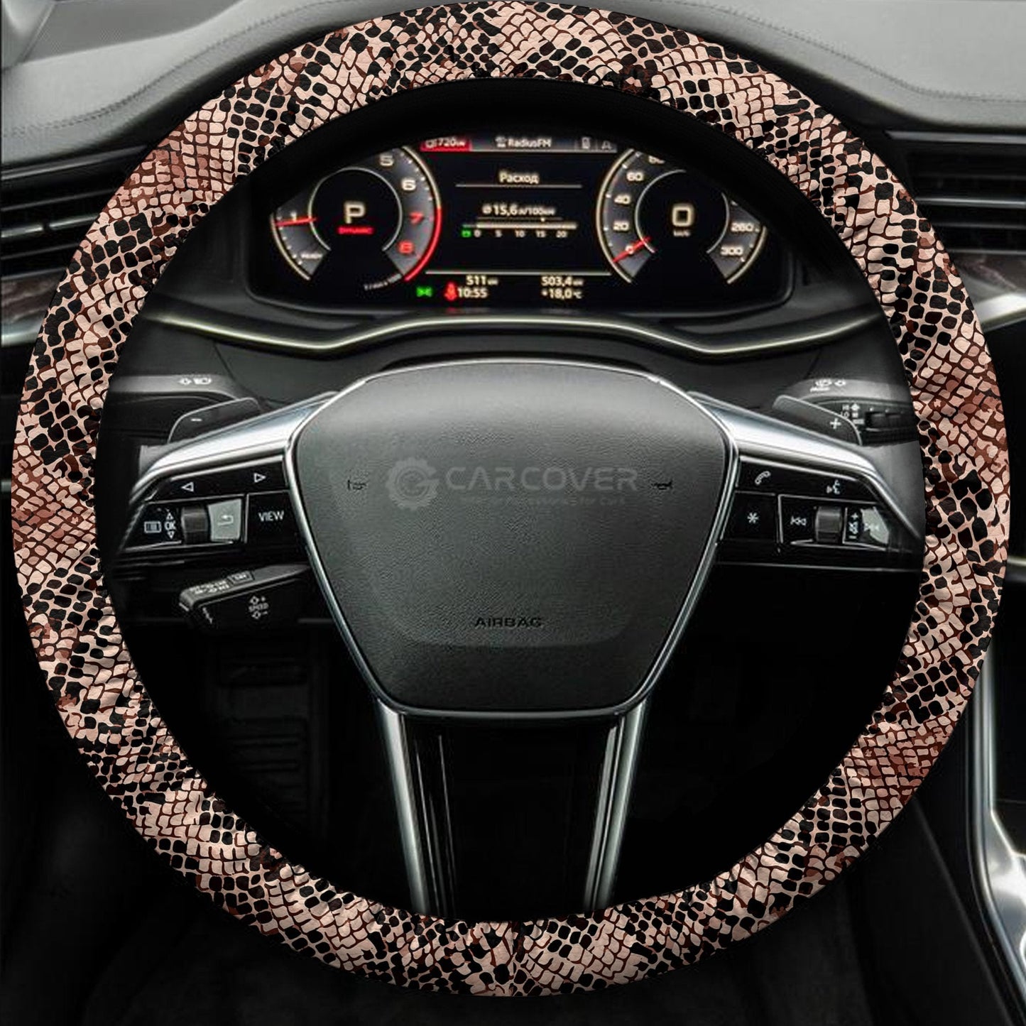 Snake Steering Wheel Cover Custom Animal Skin Printed Car Interior Accessories