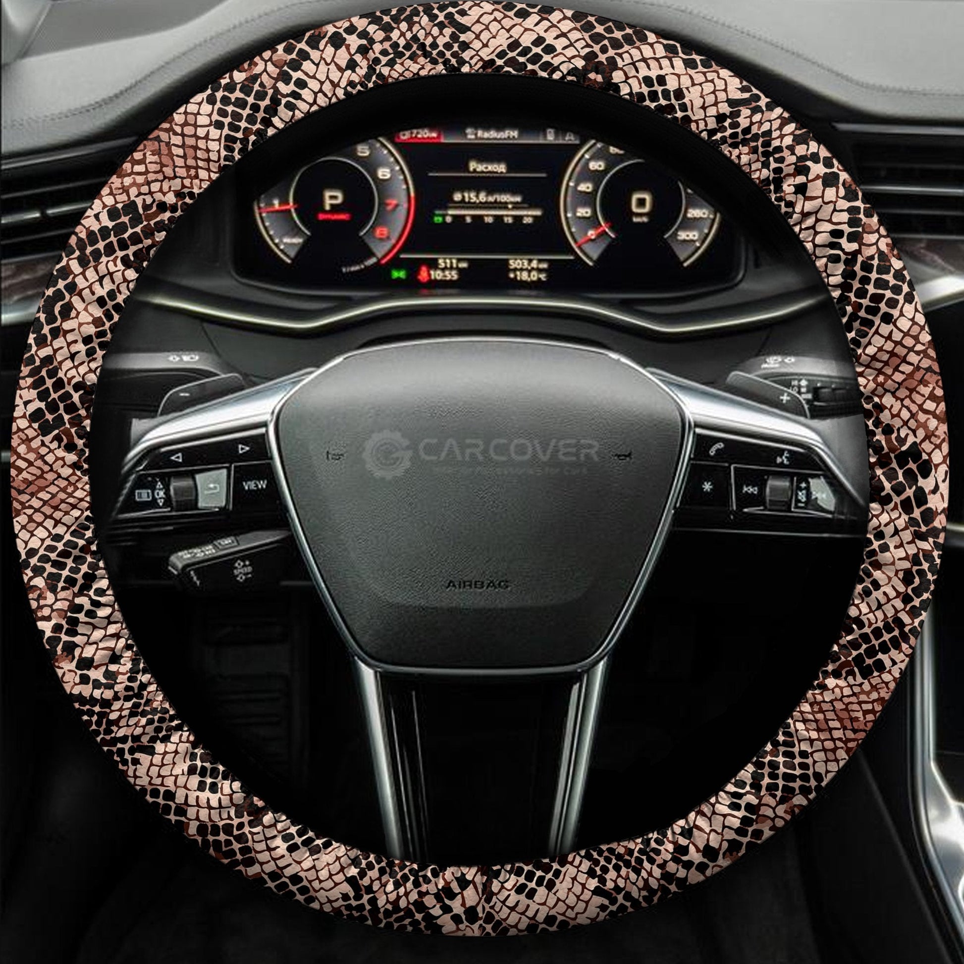 Snake Steering Wheel Cover Custom Animal Skin Printed Car Interior Accessories