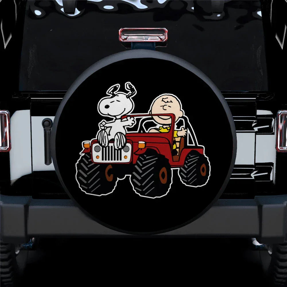 Snoopy And Friend Jeep Car Leather Spare Tire Cover - PersonalizedFury
