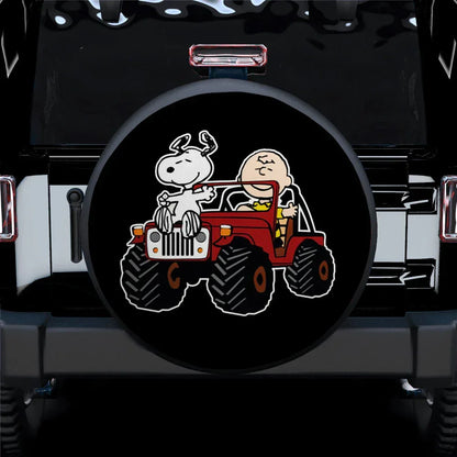 Snoopy And Friend Jeep Car Leather Spare Tire Cover - PersonalizedFury