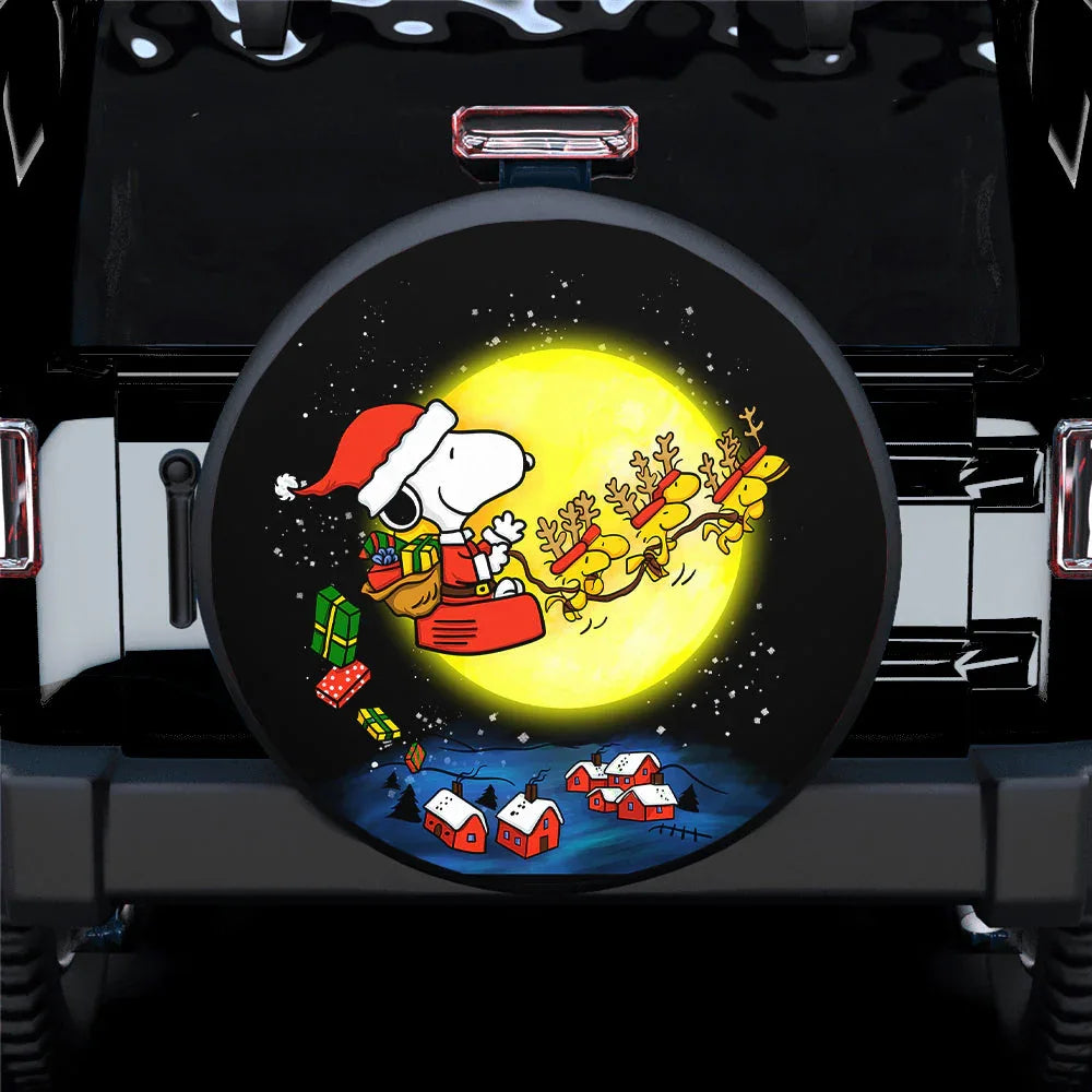 Snoopy Christmas Leather Spare Tire Cover - PersonalizedFury