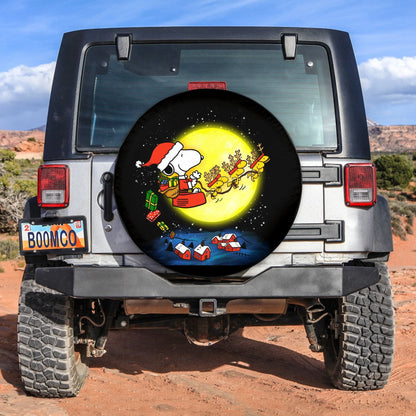 Snoopy Christmas Leather Spare Tire Cover - PersonalizedFury