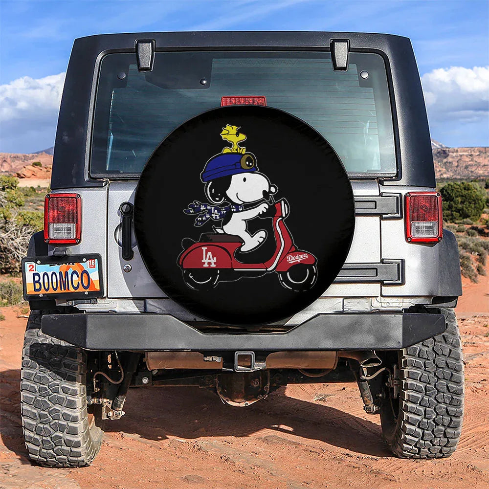 Snoopy Driving Moto Funny Car Leather Spare Tire Cover - PersonalizedFury