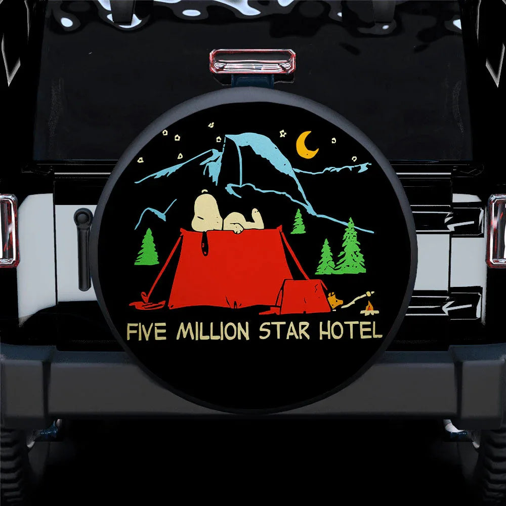 Snoopy Five Million Star Hotel Car Leather Spare Tire Cover - PersonalizedFury