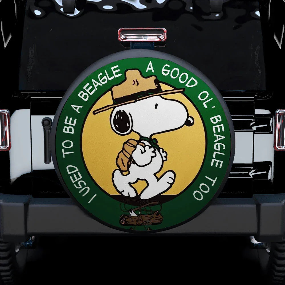 Snoopy I Used To Be A Beagle Car Leather Spare Tire Cover - PersonalizedFury