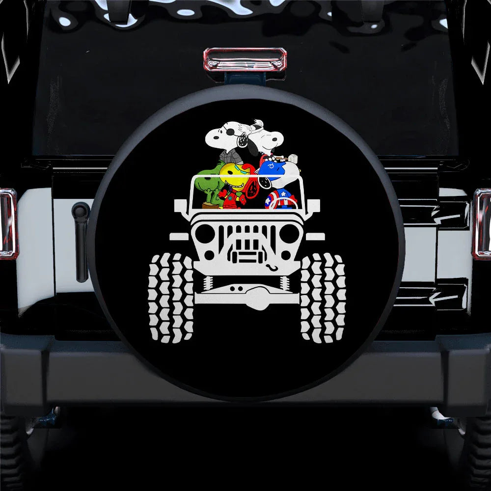 Snoopy Jeep Car Leather Spare Tire Cover - PersonalizedFury