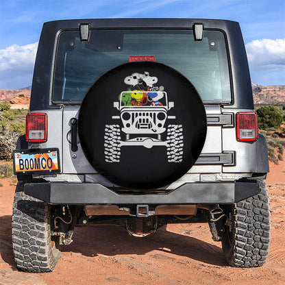 Snoopy Jeep Car Leather Spare Tire Cover - PersonalizedFury