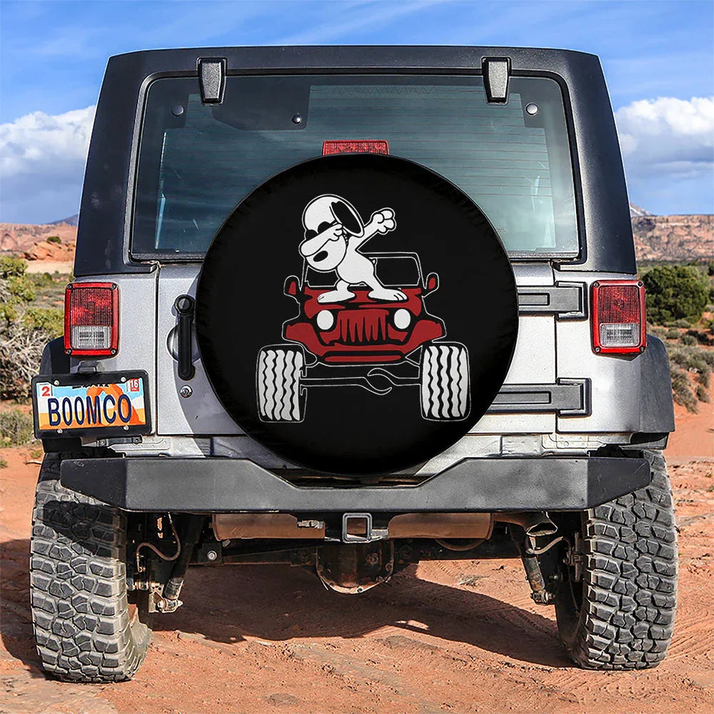 Snoopy Jeep Car Leather Spare Tire Cover - PersonalizedFury