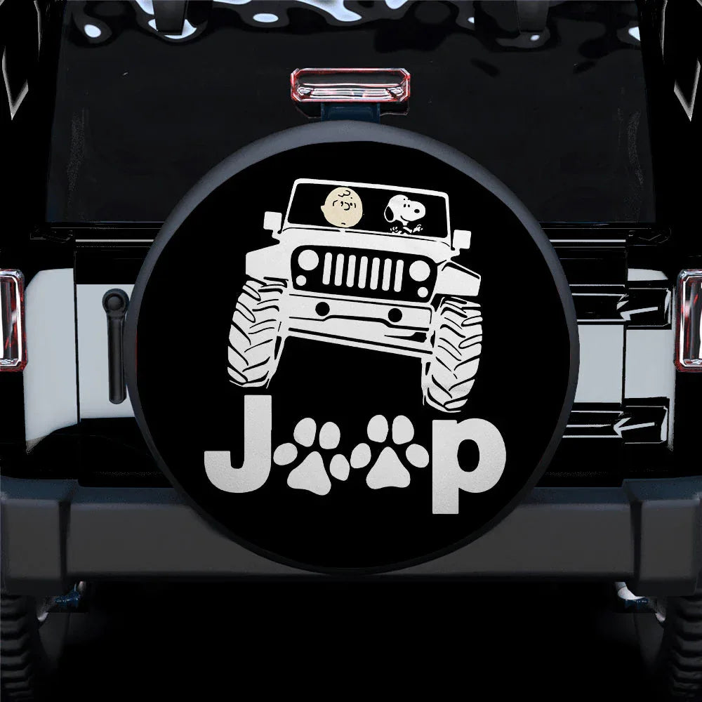 Snoopy Jeep Car Leather Spare Tire Cover - PersonalizedFury